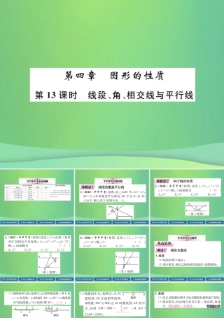 中考数学复习 第4章 图形的性质 第13课时 线段、角、相交线与平行线(精讲)课件
