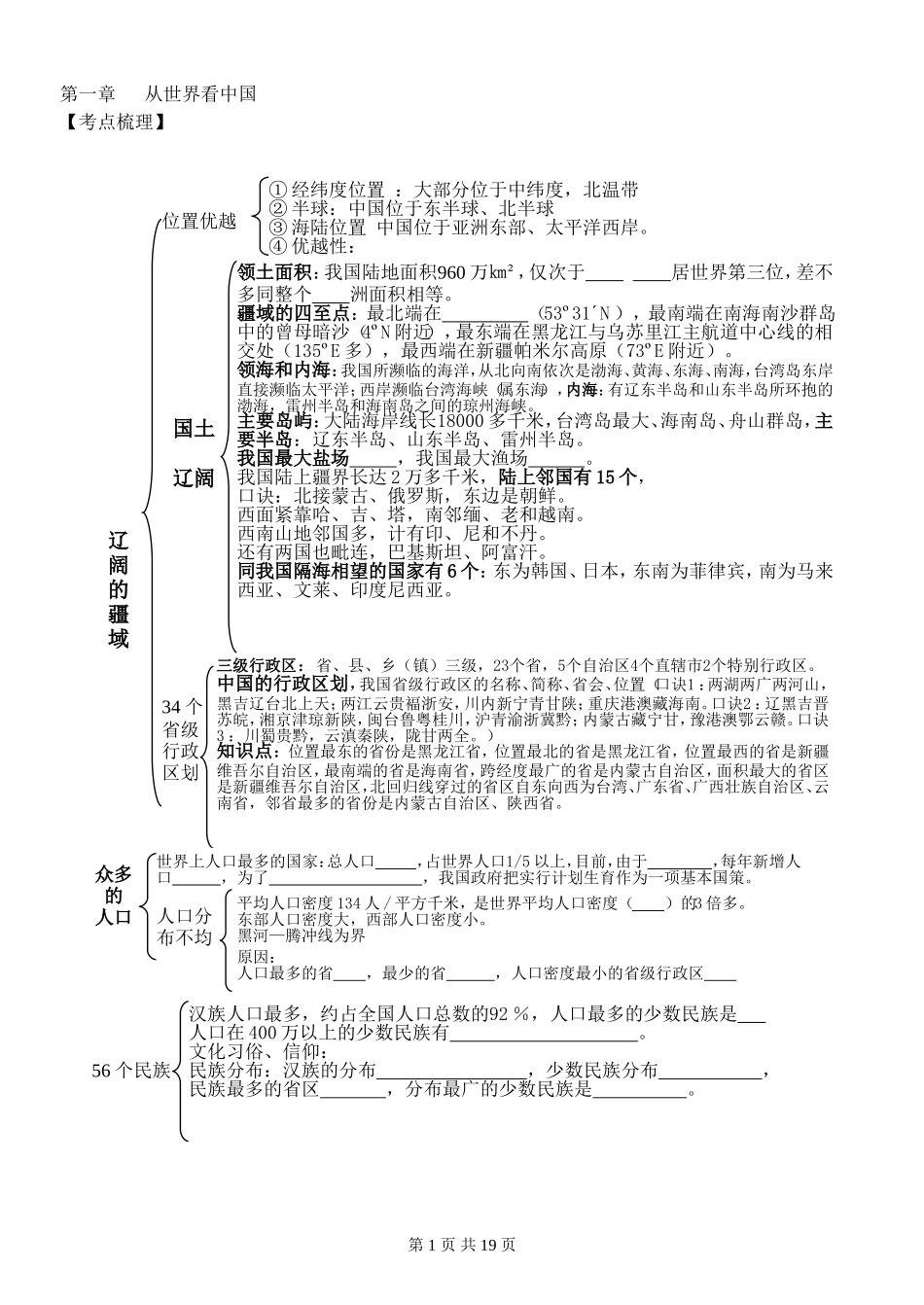 人教版八年级地理上册知识点梳理与练习[1]_第1页