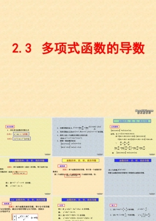多项式函数的导数 江苏地区导数课件全集 新人教 江苏地区导数课件全集 新人教