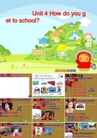 八年级英语上册 Unit 4 How do you get to school 第一二课时课件 人教新目标版 课件