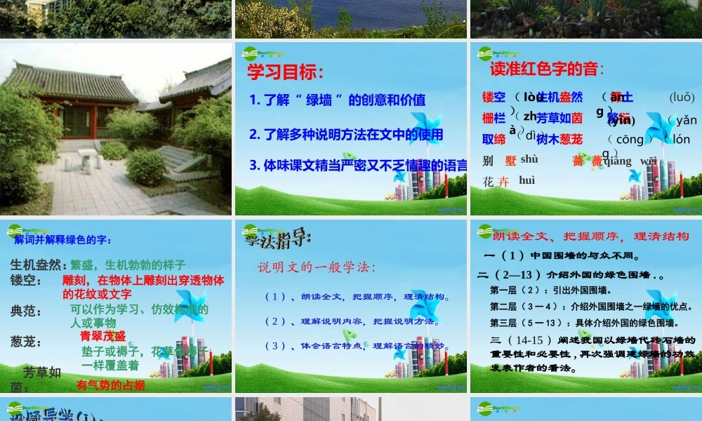 九年级语文上册 (风行绿墙)优秀实用课件 苏教版 课件