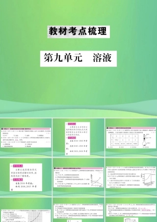 中考化学总复习 教材考点梳理 第九单元 溶液课件