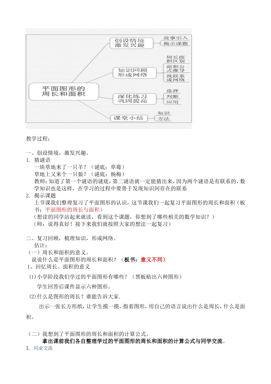 平面图形的周长与面积复习教学设计_第2页