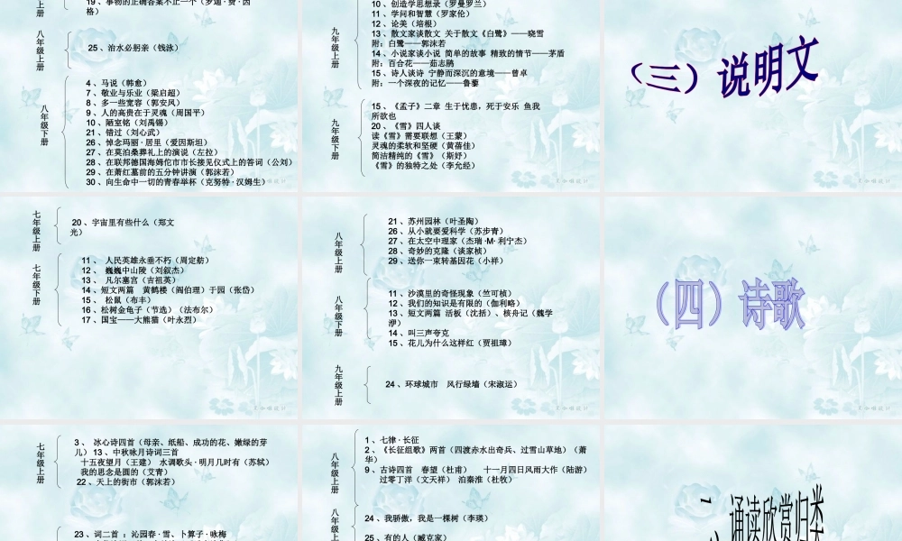 最新苏教版初中语文教材归类