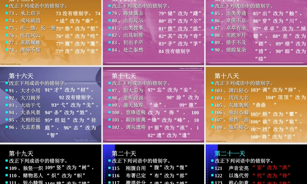 四川省宜宾地区初三语文成语改错 人教版 课件