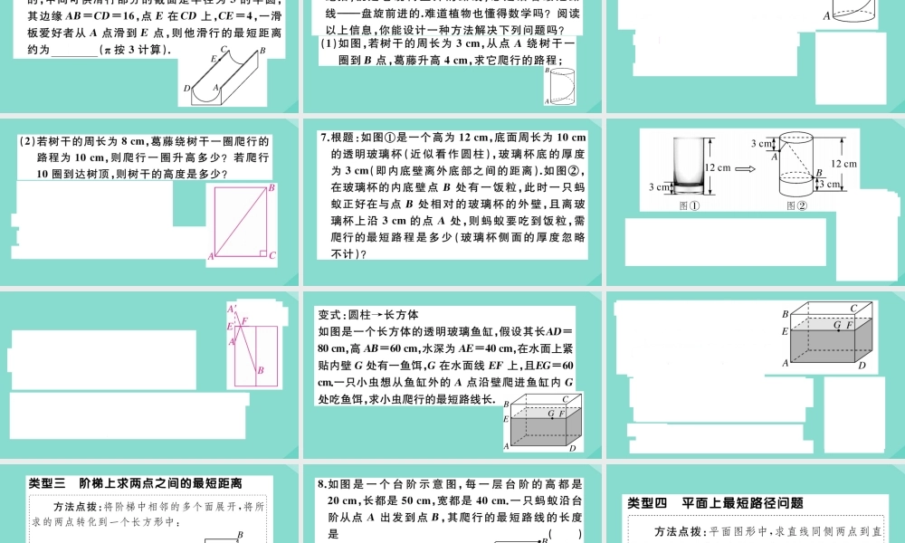 八年级数学上册 第一章(勾股定理)微专题：利用勾股定理解决最短路径问题作业课件 (新版)北师大版 课件
