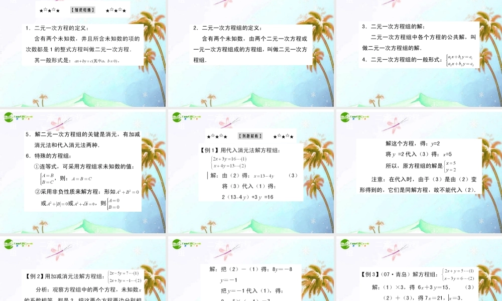 中考数学复习资料 第二课时 方程与不等式课件