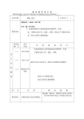 张巧艳-课堂教学设计表-我的一家人