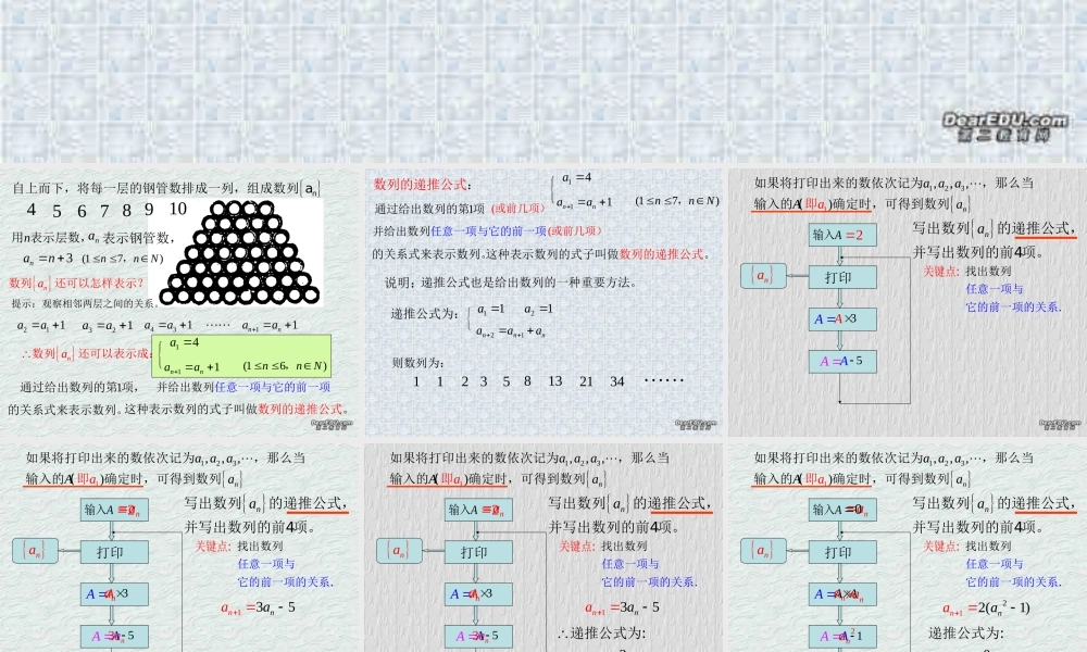 上海地区高二数学递推数列课件