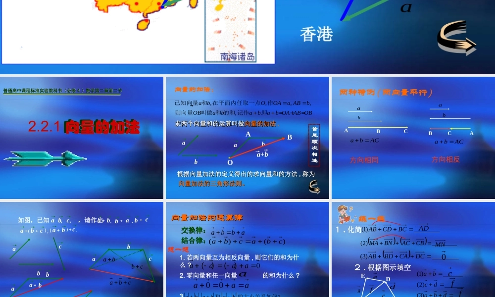 向量的加法 人教版 课件