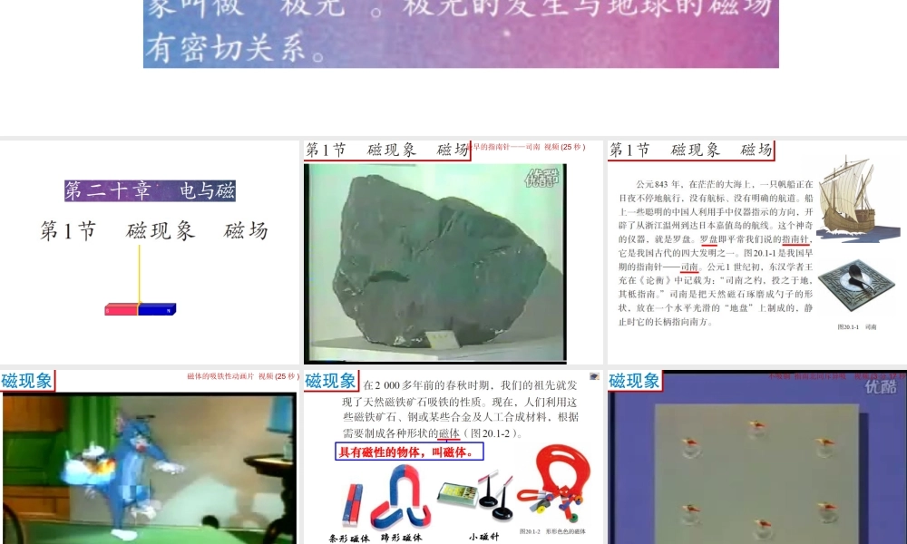 (人教2011课标版)九年级物理全册第20章《电与磁》第1节《磁现象_磁场》课件