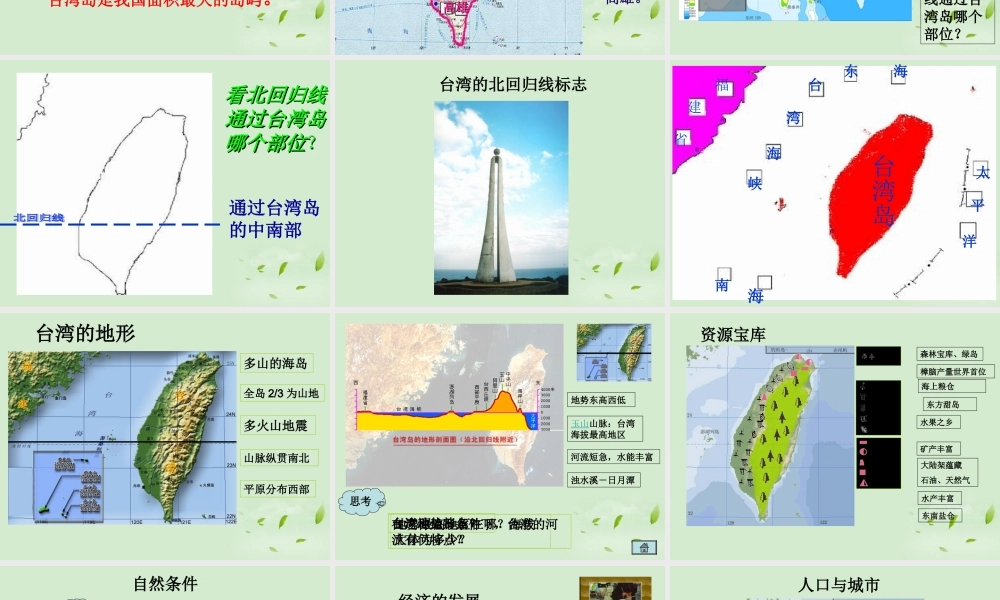 八年级地理下册 关于台湾的课件 粤教版 课件
