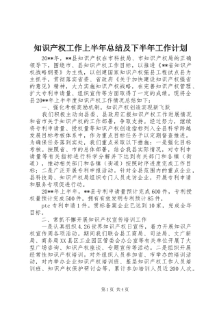 知识产权工作上半年总结及下半年工作计划