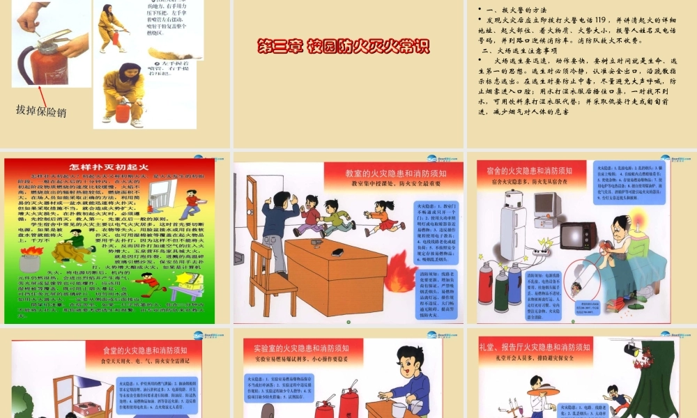 中学安全教育主题班会(校园防火防震安全知识)课件