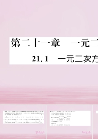 九年级数学上册 211 一元二次方程练习课件 (新版)新人教版 课件