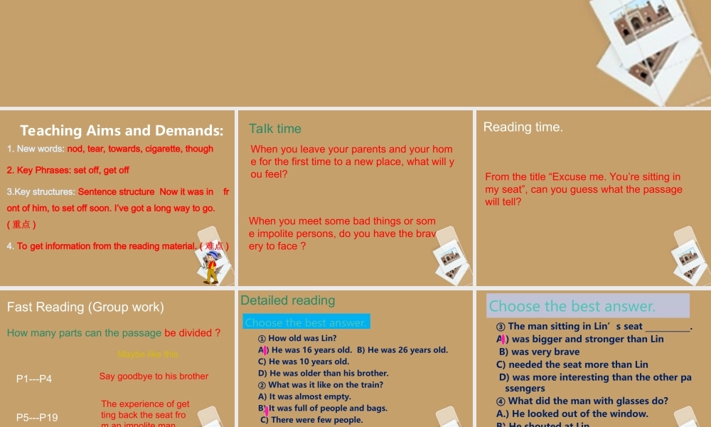 九年级英语 Module 1 unit 2 You're sitting in my seat课件 外研版 课件