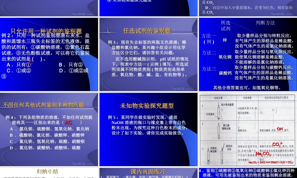 人教版中考化学复习课件 常见物质的检验与区分 课件