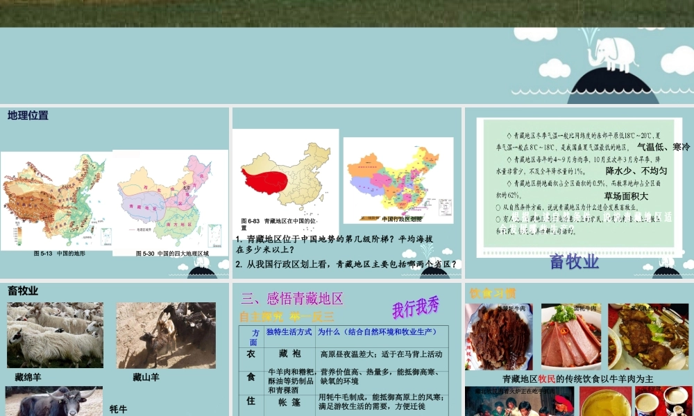 初中部七年级历史与社会下册 第六单(一方水土养一方人)海拔最高的牧区课件 人教版 课件