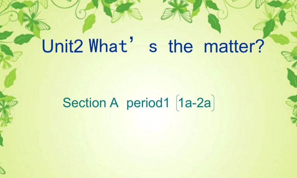 八年级英语上册 Unit 2 What s the matter Section A课件 人教新目标版 课件