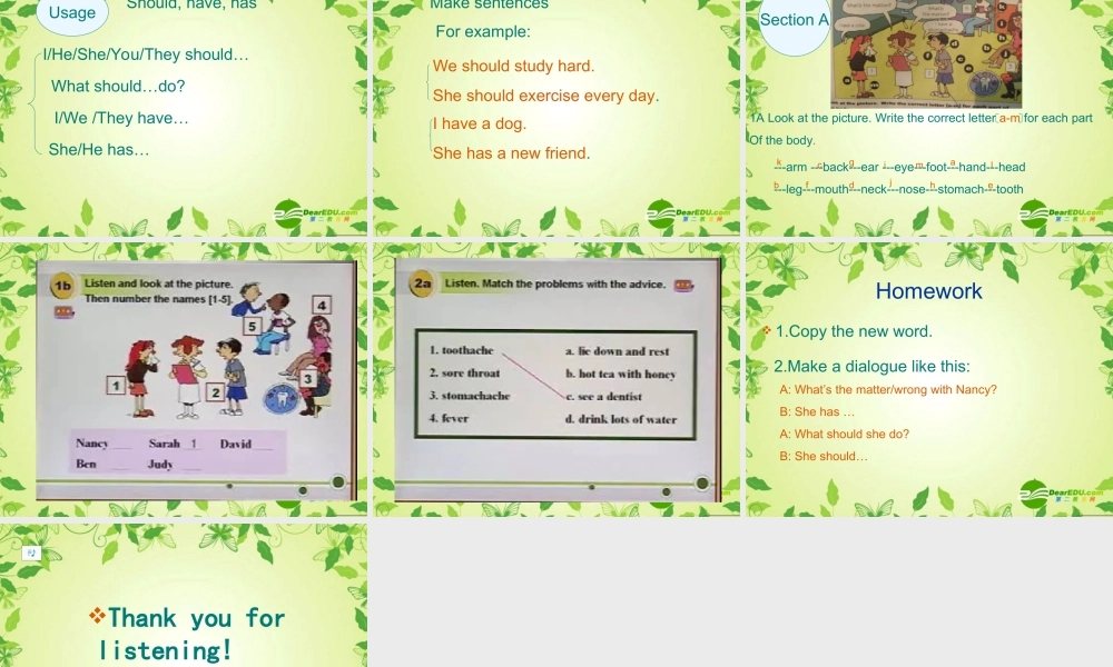 八年级英语上册 Unit 2 What s the matter Section A课件 人教新目标版 课件