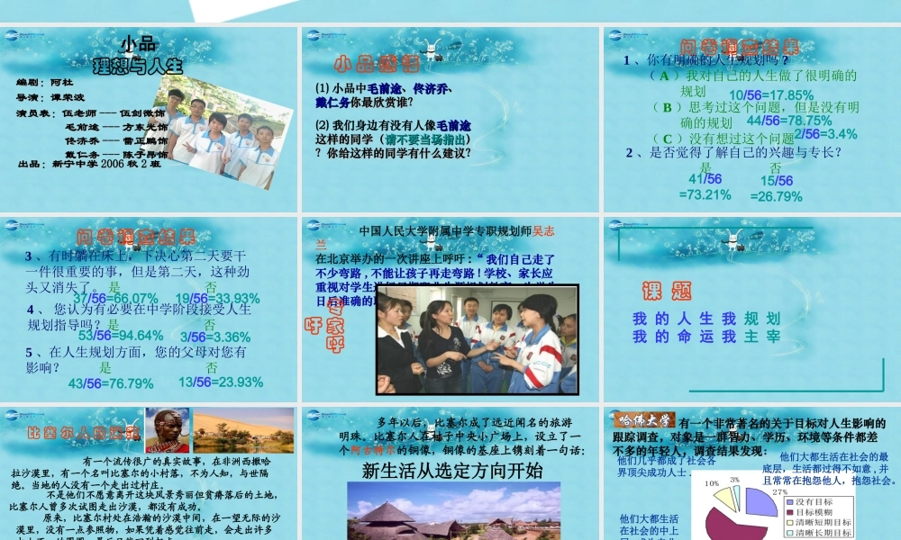 中学主题班会 树立理想(人生规划)课件