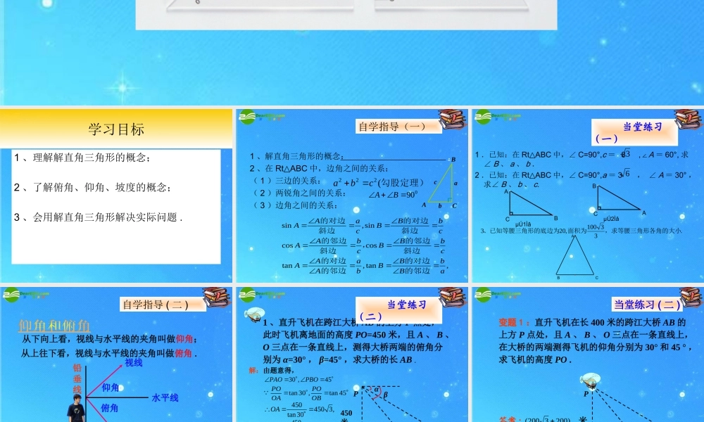九年级数学上册 21 解直角三角形复习 课件 北京课改版 课件