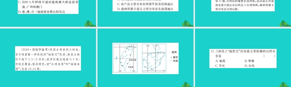 八年级地理下册 第七章 第四节 祖国的神圣领土 台湾省习题课件(新版)新人教版 课件