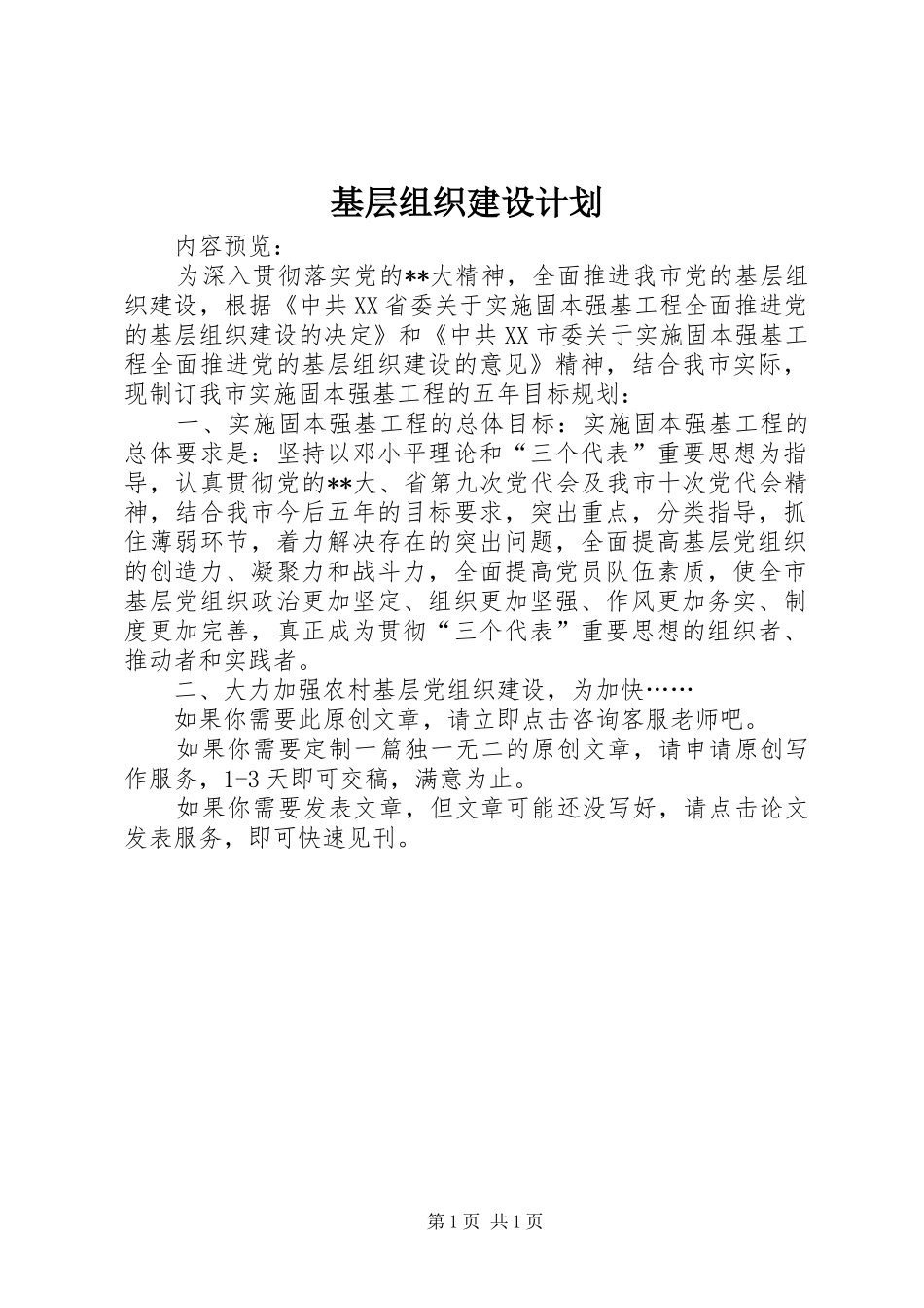 基层组织建设计划_第1页