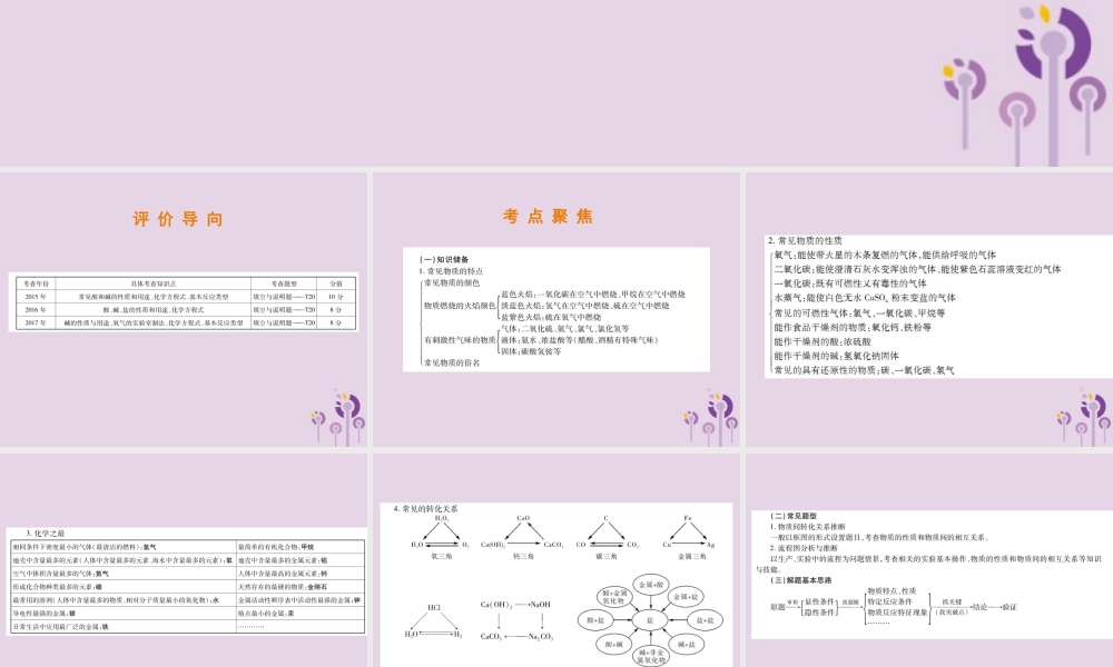 中考化学总复习 第二部分 专题提升 专题1 物质构成的奥秘 四 物质的推断课件