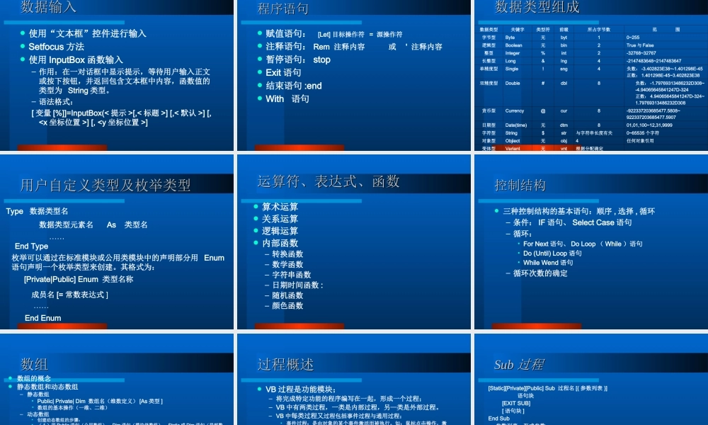 VB程序设计复习提纲