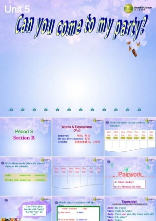 八年级英语上册(Unit 5 Can you come to my party Section B-P3)课件 人教新目标版 课件