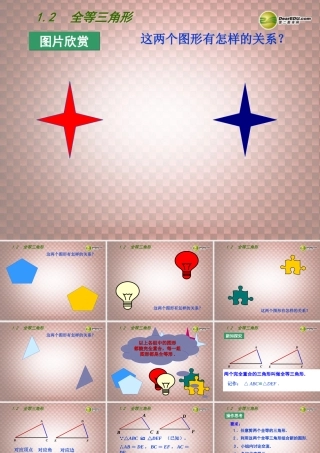 八年级数学上册 第一章 全等三角形 1.2 全等三角形课件 (新版) 苏科版 课件