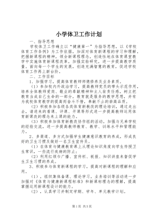 小学体卫工作计划