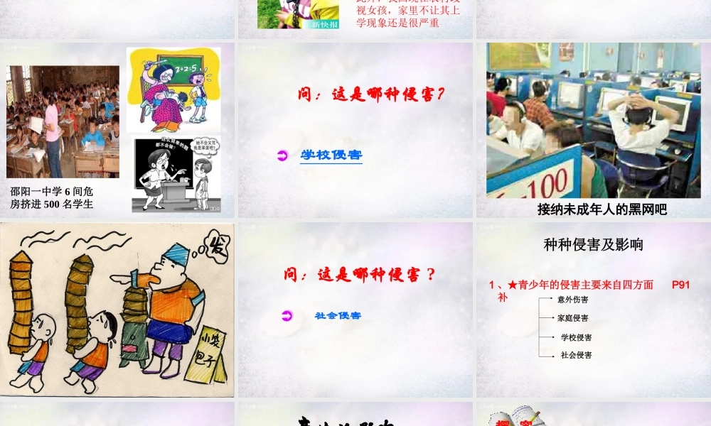 中学七年级政治上册 第九课 第1框 身边的侵害与保护课件 新人教版 课件