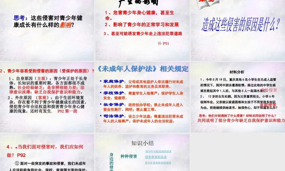 中学七年级政治上册 第九课 第1框 身边的侵害与保护课件 新人教版 课件