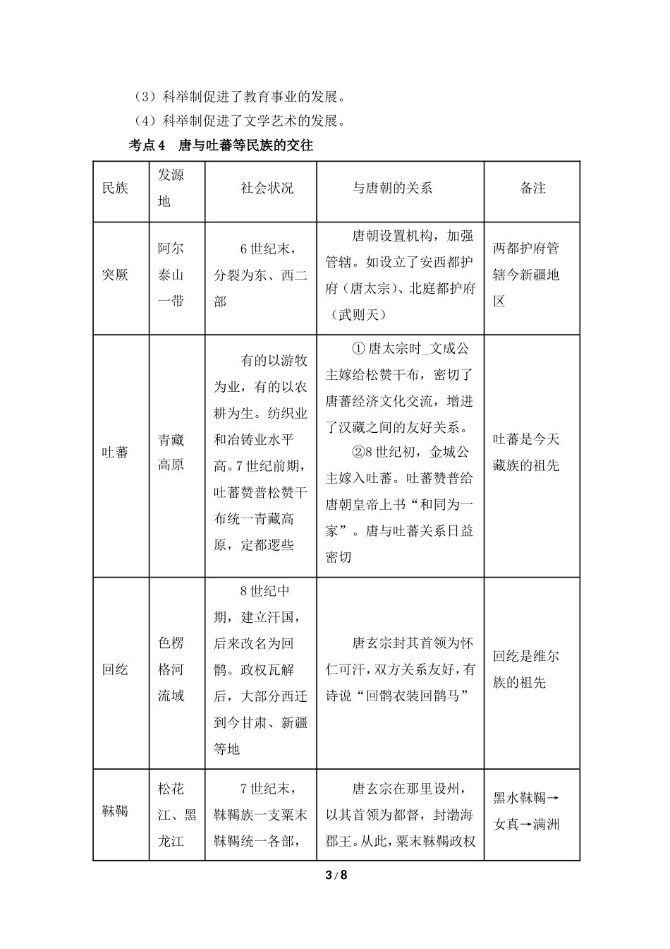 【知识专项】2015中考历史一轮专题复习：专题三____繁荣与开放的社会、经济重心的南移_第3页