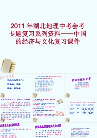中考地理会考专题复习系列资料 中国的经济与文化复习课件