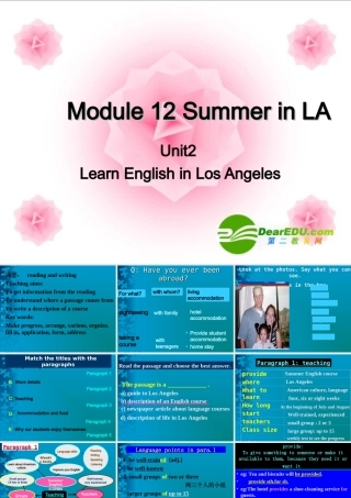 九年级英语上册 Module12 Unit2 Learn English in Los Angeles课件 外研版 课件
