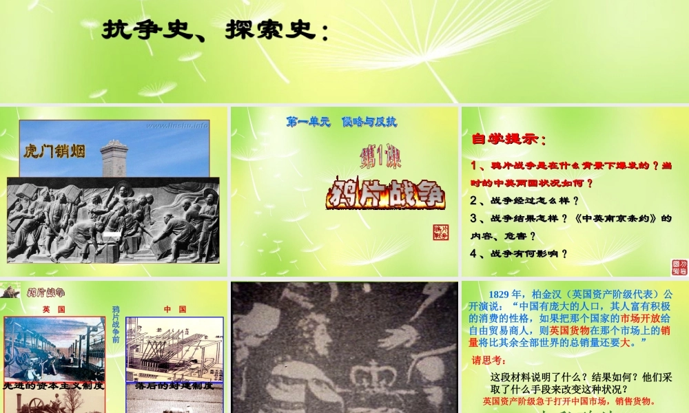 中学八年级历史上册 第1课 鸦片战争课件 新人教版 课件