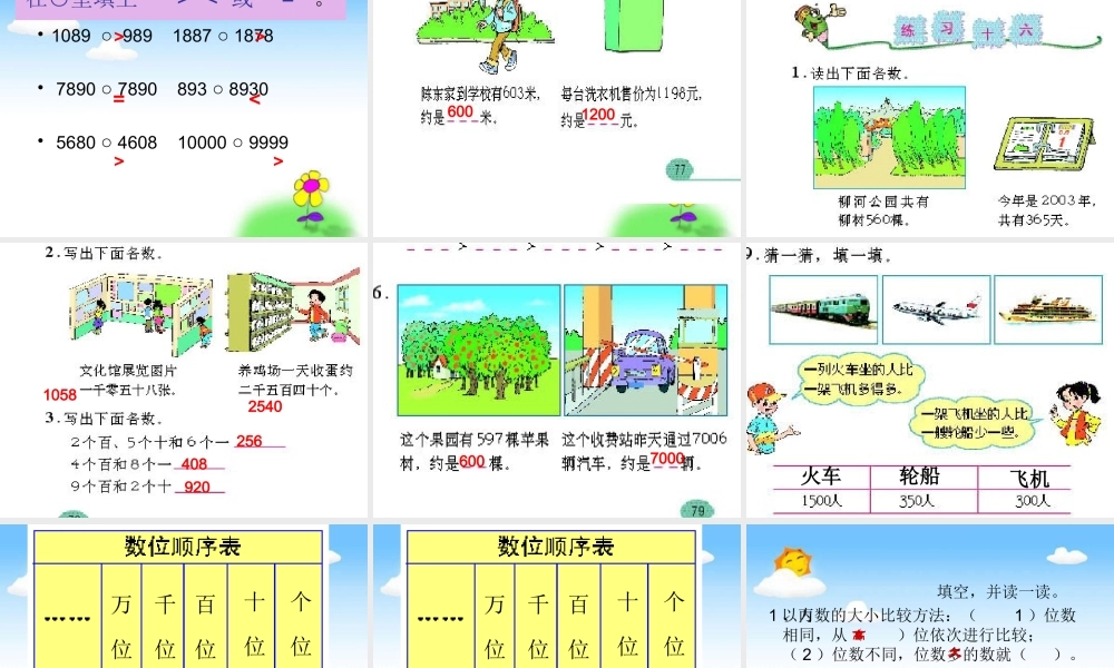 信息窗三(近似数-万以内数的大小比较)