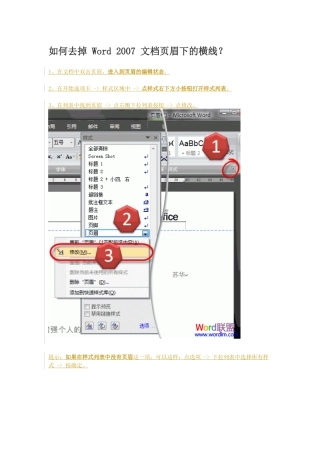 如何去掉_Word_2007_文档页眉下的横线