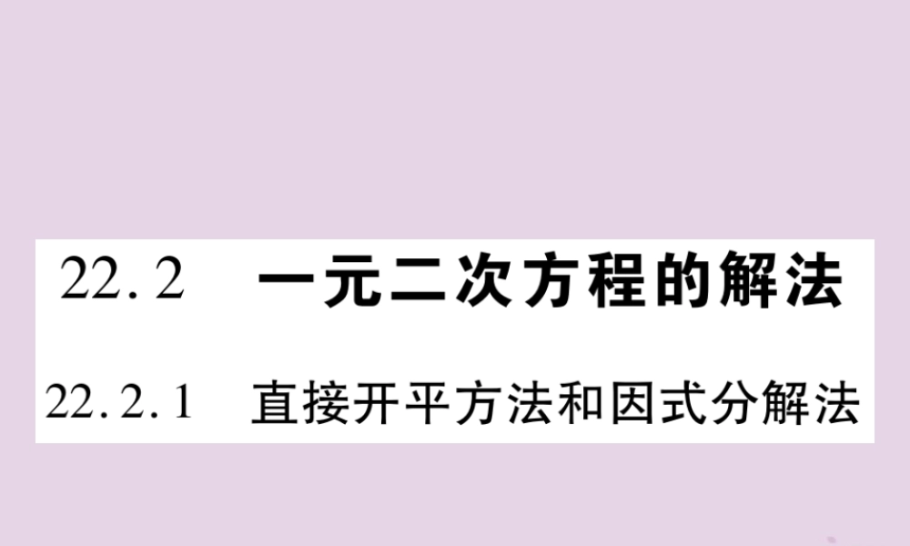 九年级数学上册 第22章 一元二次方程 222 一元二次方程的解法 2221 直接开平方法和因式分解法习题课件 (新版)华东师大版 课件