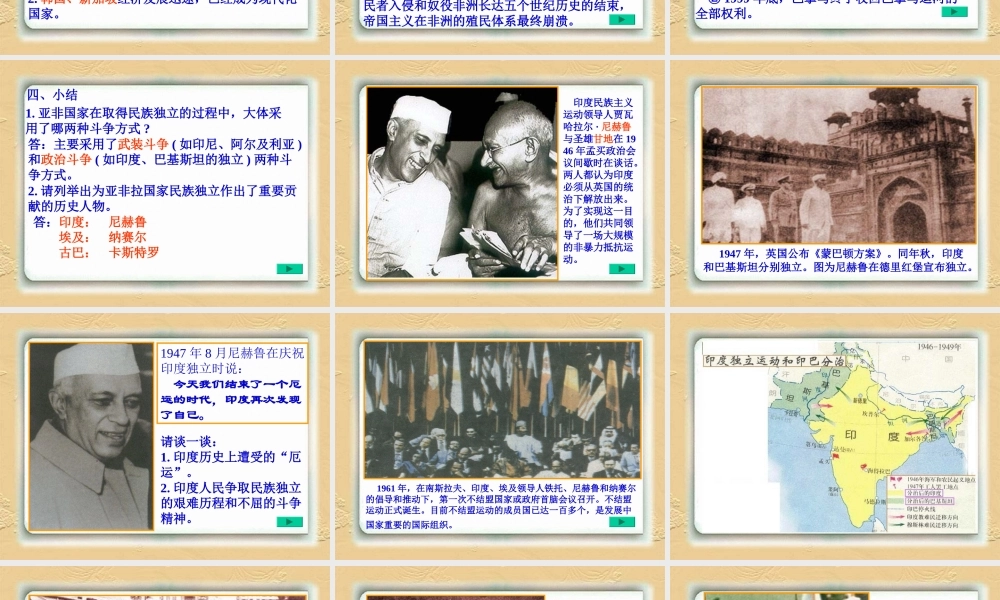九年级历史亚非拉的奋起课件