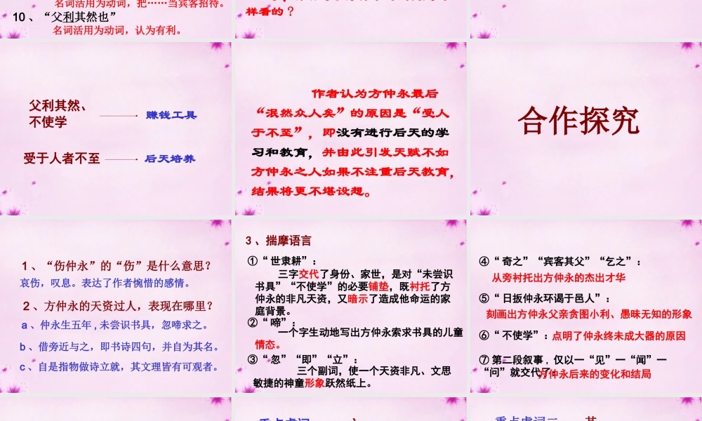 七年级语文下册 第5课(伤仲永)课件 新人教版 课件