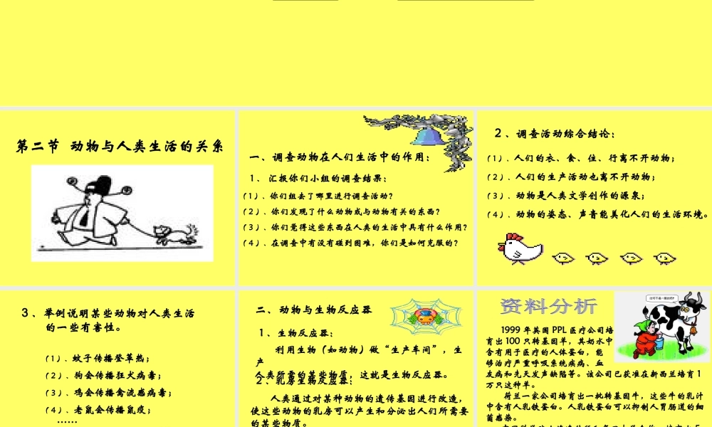 八年级生物(动物与人类生活的关系)精品课件人教版 课件