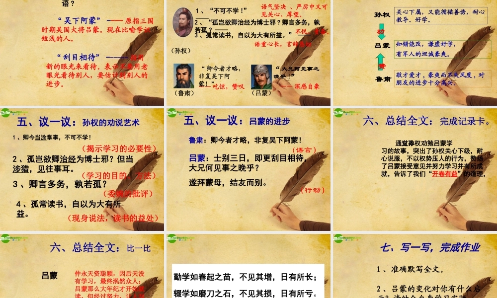 七年级语文下册(孙权劝学)教学课件 人教新课标版 课件