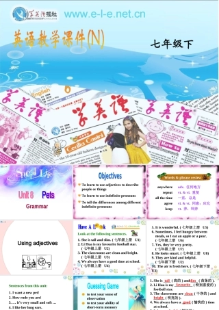 牛津译林版七下：Unit8PetsGrammar