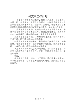 村支书工作计划