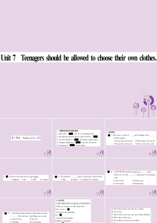 九年级英语全册 Unit 7 Teenagers should be allowed to choose their own clothes(第1课时)作业课件 (新版)人教新目标版 课件