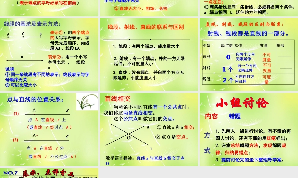 中学七年级数学上册 4.2 直线、射线与线段课件1 (新版)新人教版 课件